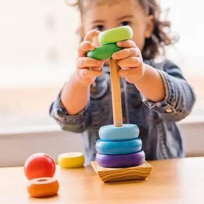Jouet en Bois - WoodenToys™ - Tour arc - en - ciel - Bébé Savant