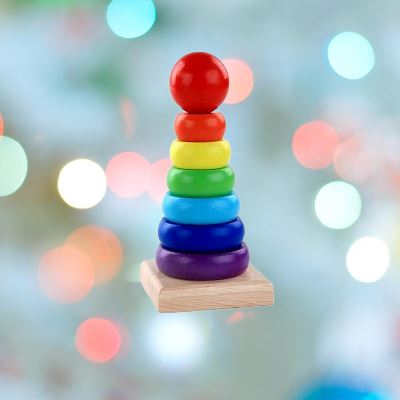 Jouet en Bois - WoodenToys™ - Tour arc - en - ciel - Bébé Savant