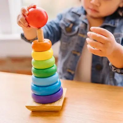 Jouet en Bois - WoodenToys™ - Tour arc - en - ciel - Bébé Savant